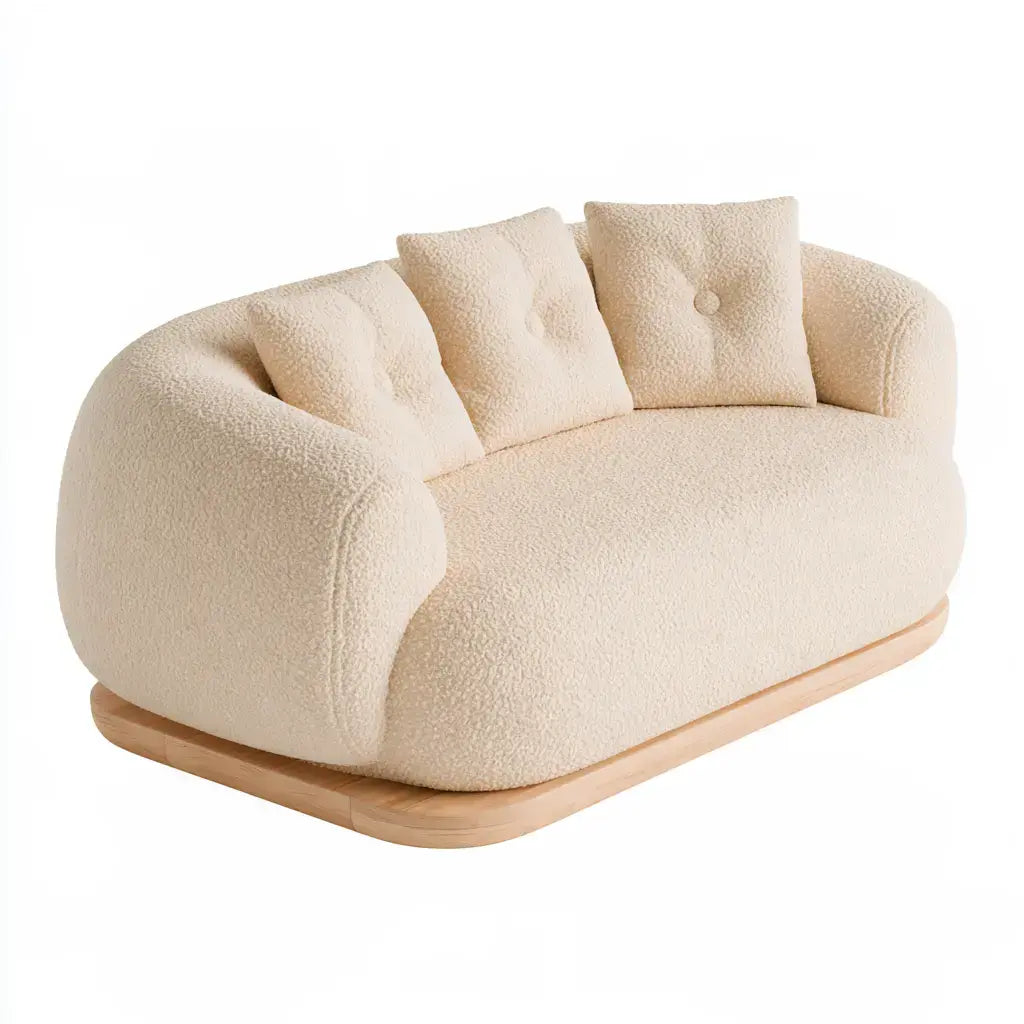 Sofá curvado con cojines sueltos - beige