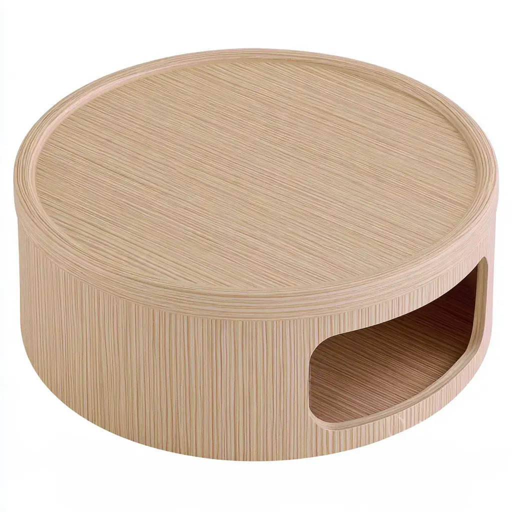 Mesa de centro redonda con abertura ovalada - beige