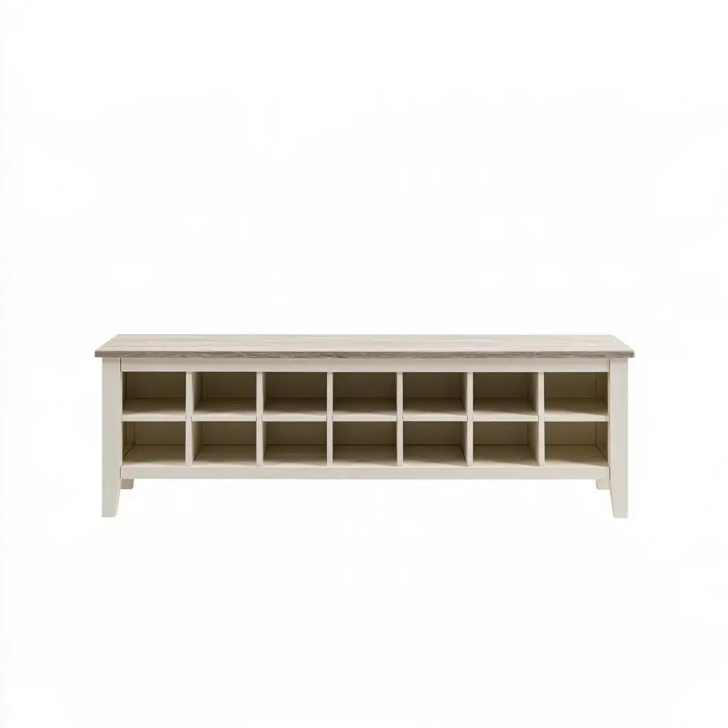 Isla de cocina con huecos rectangulares bajo tablero - beige