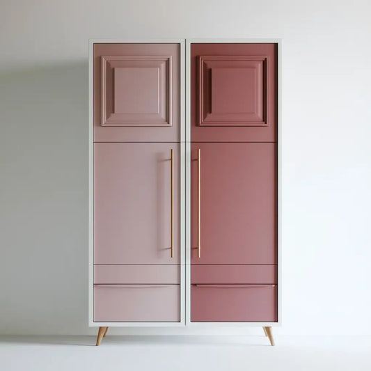 Armario con puertas molduradas en dos tonos - rosa