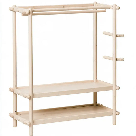 Estantería con tres niveles con postes redondos - beige